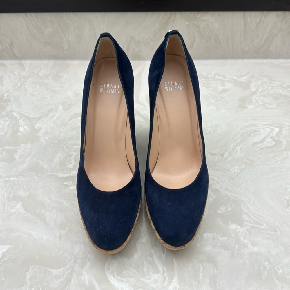 Navy wedge heels